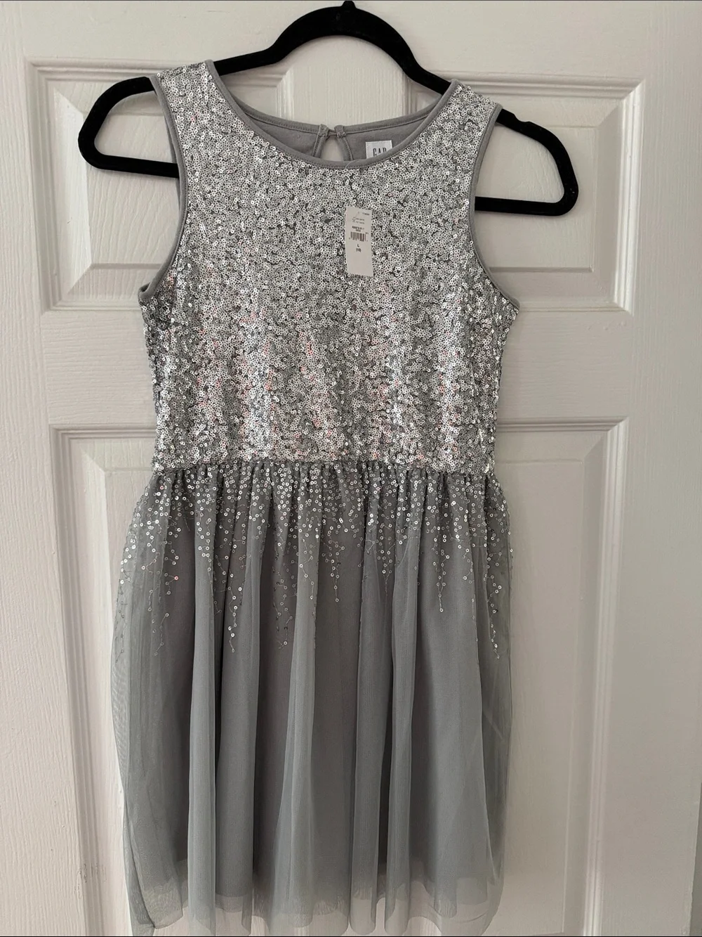 GAP Silver Sequin Tulle Party Dress